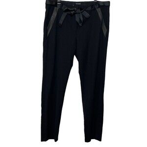 The Kooples Leather Trim Cropped Trouser Pants Women’s Size Large Black Slim Fit